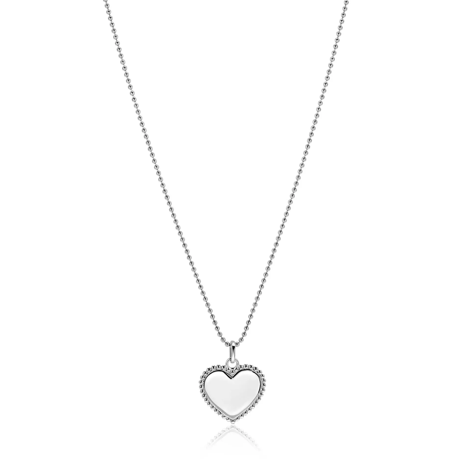 21mm ZINZI zilveren hanger hart met parelrand voor gravure ZIH2653 (zonder collier)