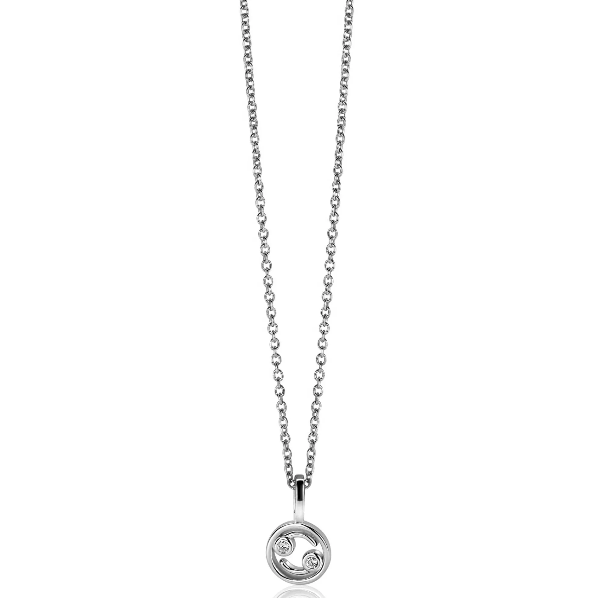 9mm ZINZI zilveren Kreeft sterrenbeeldhanger bezet met witte zirconia ZIH-KRE (zonder collier)