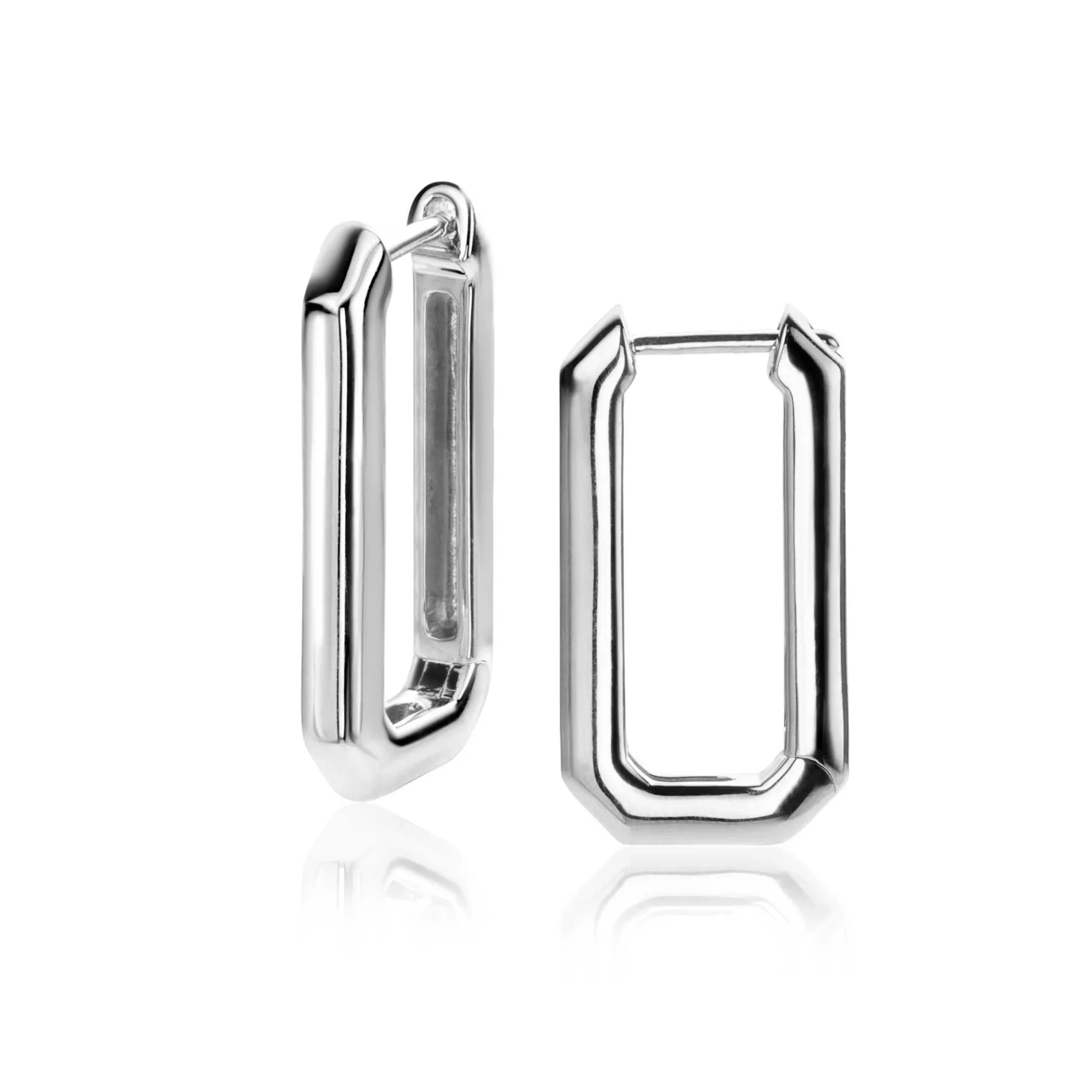 23mm ZINZI zilveren luxe oorringen 23x3mm achthoekig met klapsluiting ZIO2494