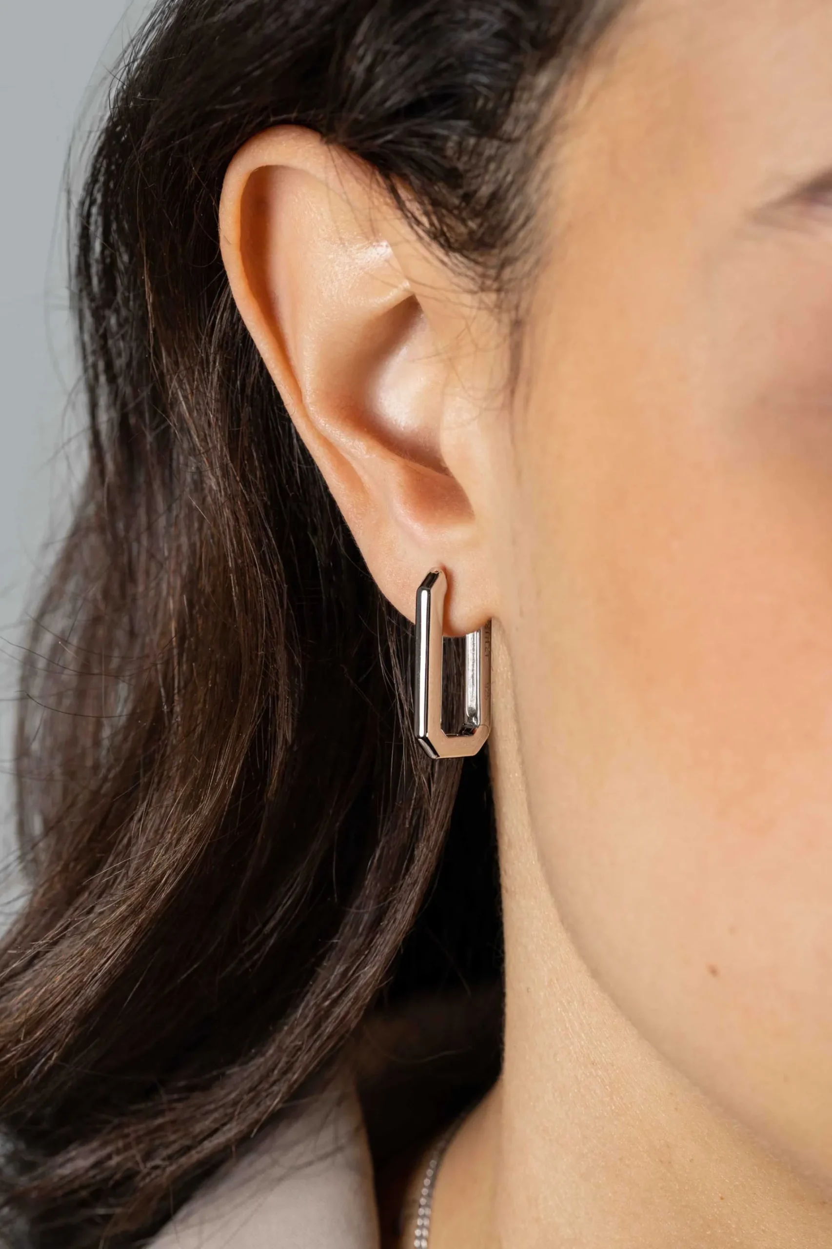 23mm ZINZI zilveren luxe oorringen 23x3mm achthoekig met klapsluiting ZIO2494