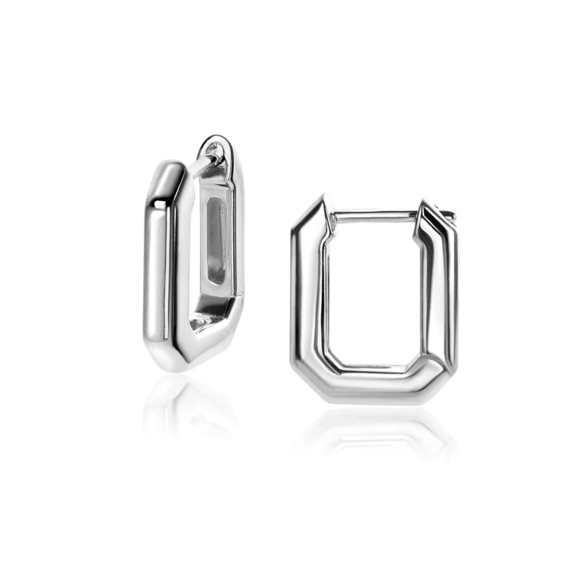 16mm ZINZI zilveren luxe oorringen 16x3mm achthoekig met klapsluiting ZIO2495
