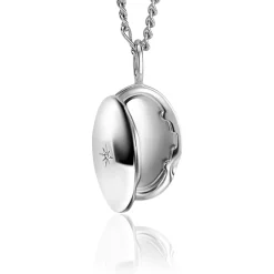 22mm ZINZI zilveren medaillon ovaal glanzend bezet met witte zirconia ZIH2424 (zonder collier)