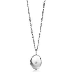 22mm ZINZI zilveren medaillon ovaal glanzend bezet met witte zirconia ZIH2424 (zonder collier)