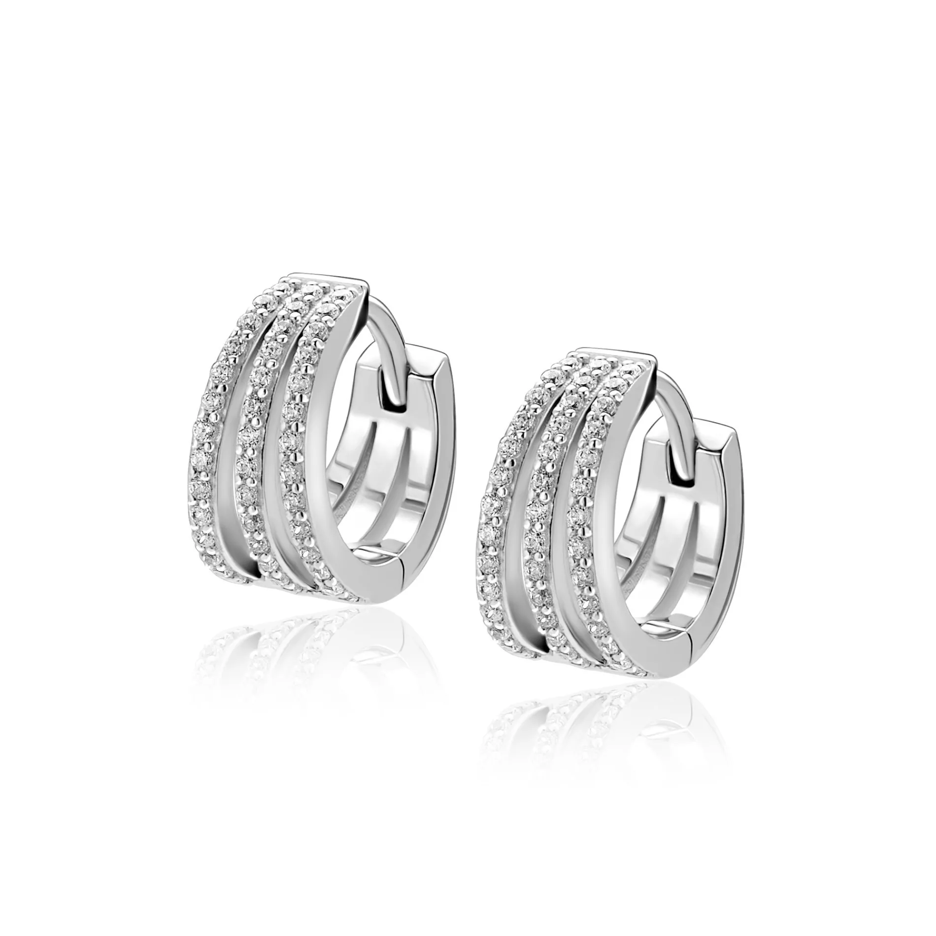 13mm ZINZI zilveren multi-look oorringen met luxe scharniersluiting 6mm breed ZIO2727