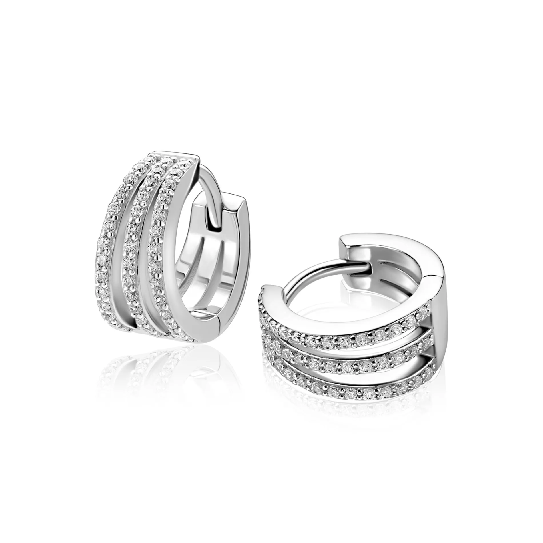 13mm ZINZI zilveren multi-look oorringen met luxe scharniersluiting 6mm breed ZIO2727