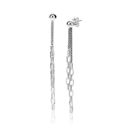 65mm ZINZI zilveren multi-look oorstekers met bungelende paperclip schakels ZIO2709