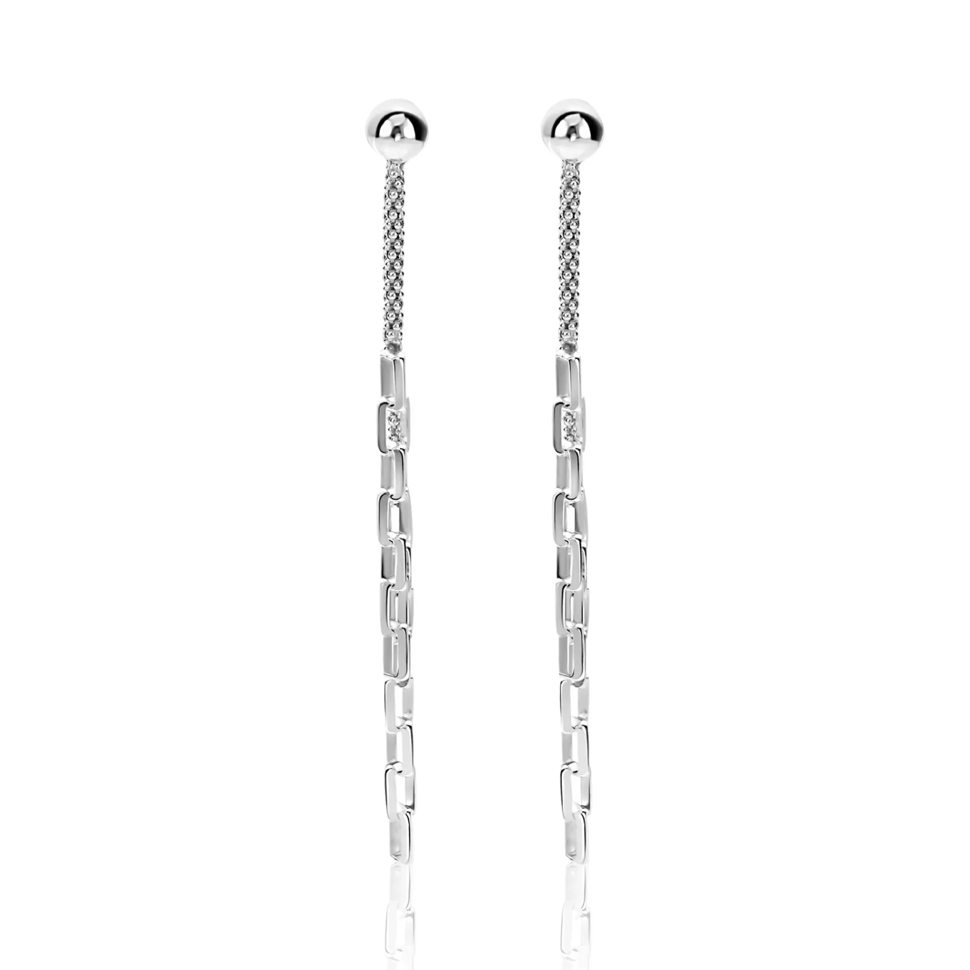 65mm ZINZI zilveren multi-look oorstekers met bungelende paperclip schakels ZIO2709