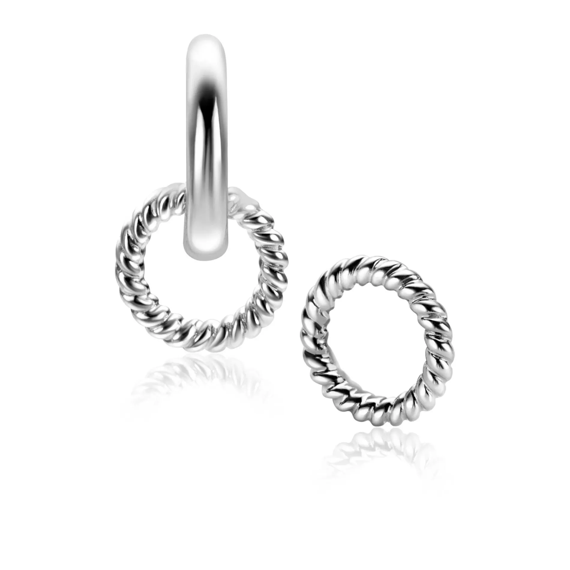 9,5mm ZINZI zilveren oorbedels ronde vorm met touweffect ZICH2594 (zonder oorringen)