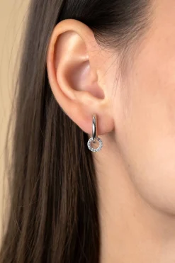 7,5mm ZINZI zilveren oorbedels in ronde vorm bezet met witte zirconia's ZICH2550 (zonder oorringen)