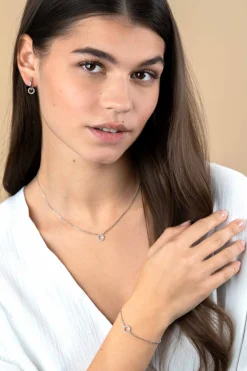 7,5mm ZINZI zilveren oorbedels in ronde vorm bezet met witte zirconia's ZICH2550 (zonder oorringen)