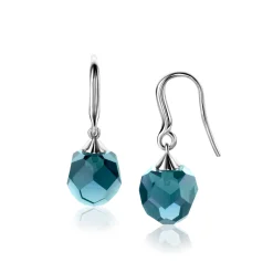 27mm ZINZI zilveren oorhangers met beads blauw ZIO266B