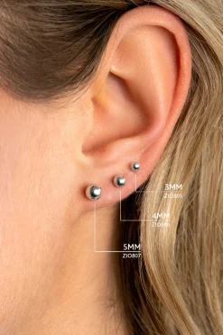 4mm ZINZI zilveren oorknoppen glad bol ZIO806