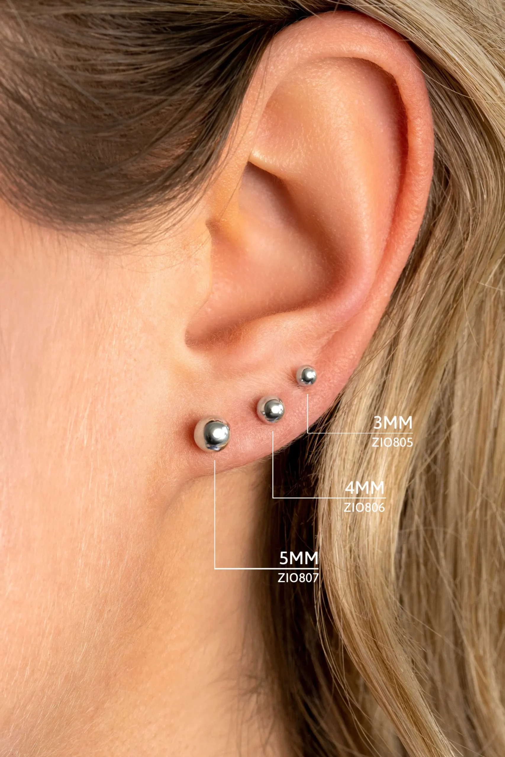 4mm ZINZI zilveren oorknoppen glad bol ZIO806