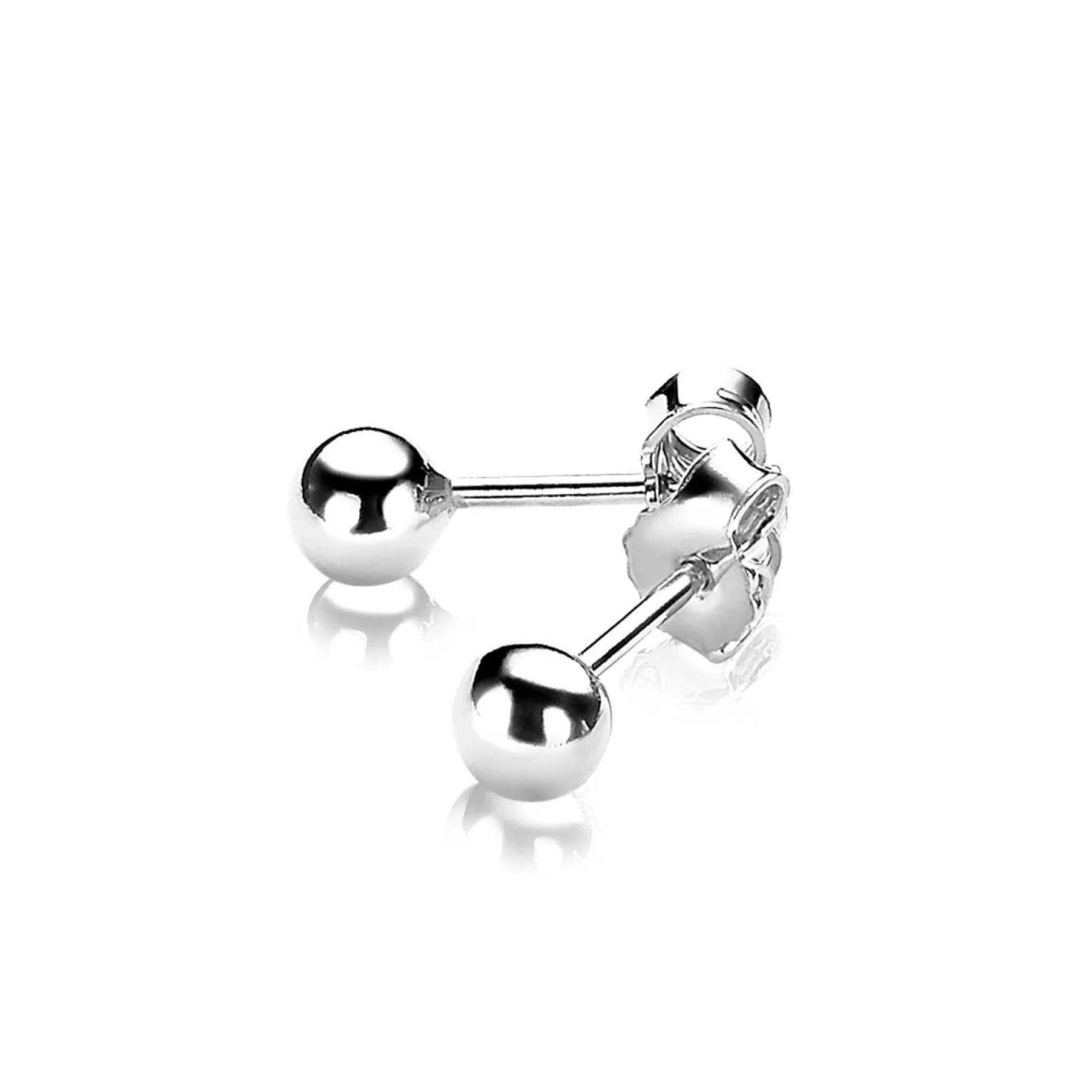 4mm ZINZI zilveren oorknoppen glad bol ZIO806