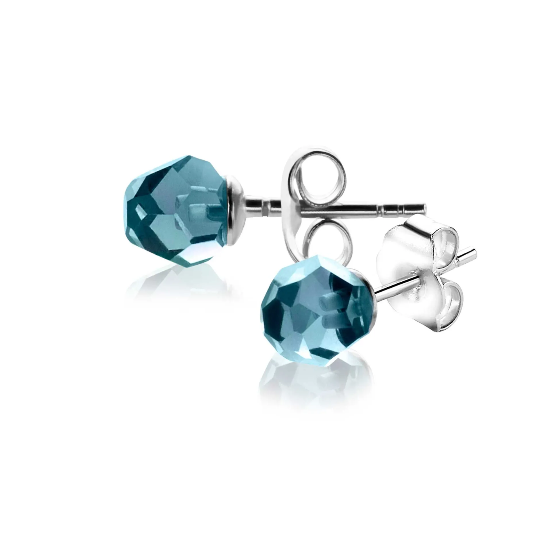 6mm ZINZI zilveren oorknoppen met blauw beads ZIO1317B