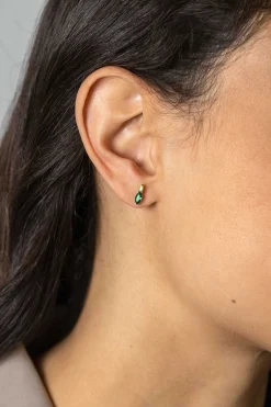 10mm ZINZI zilveren oorknopjes bezet met ovale zirconia's in groen geel ZIO2499