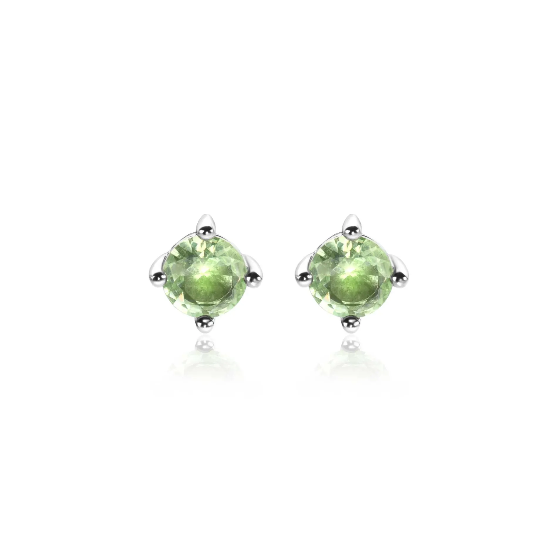 6mm ZINZI zilveren oorknoppen ronde lichtgroene zirconia chatonzetting ZIO1383G