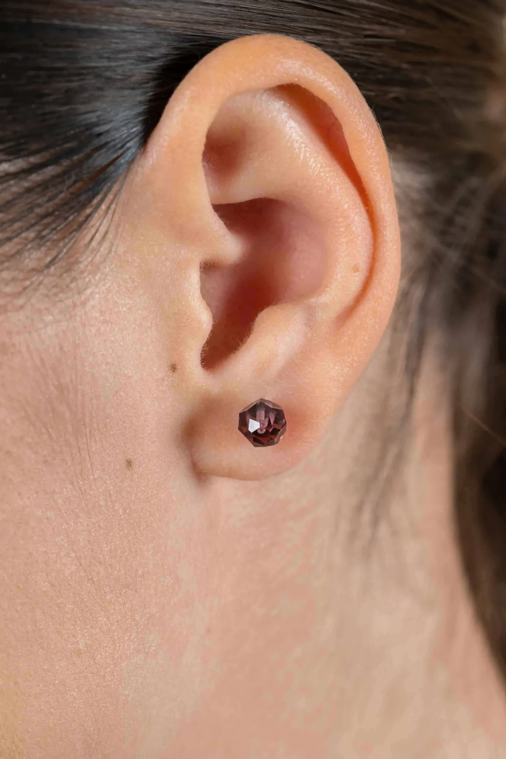 6mm ZINZI zilveren oorknoppen paarse bead ZIO1317P