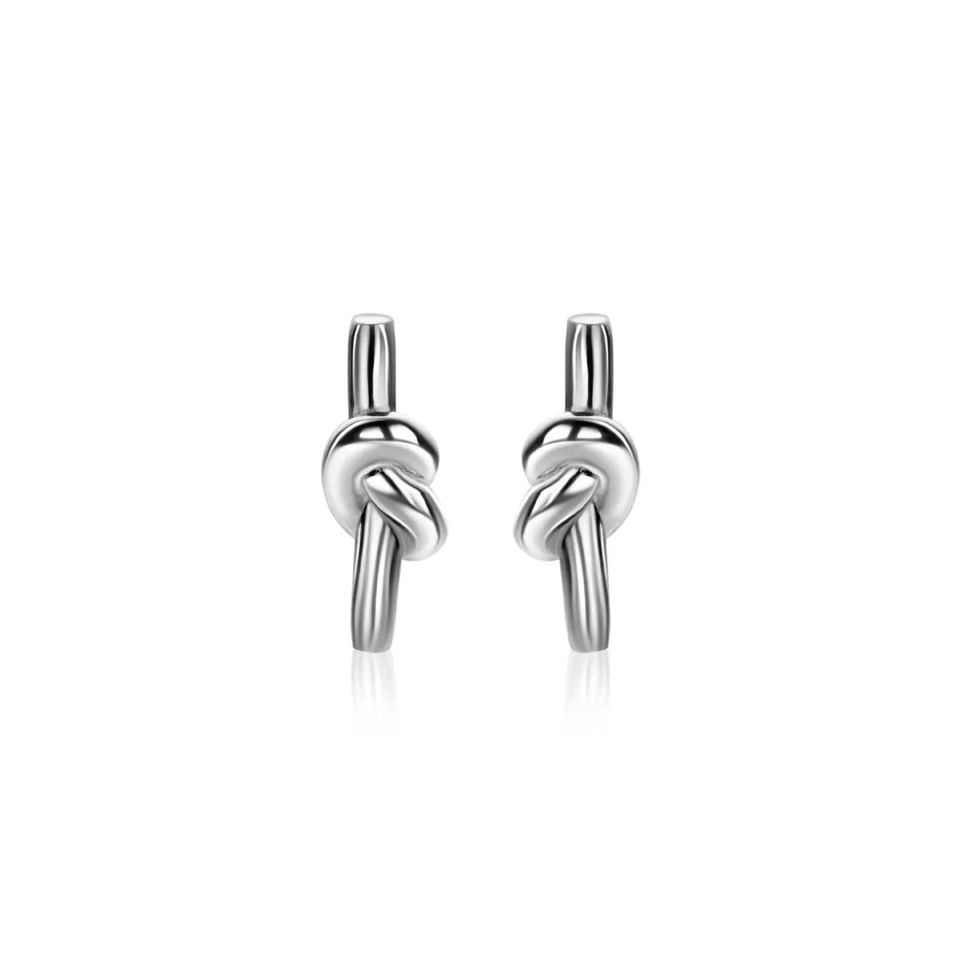 13mm ZINZI zilveren oorknoppen met staafje en glanzende knoop ZIO2613