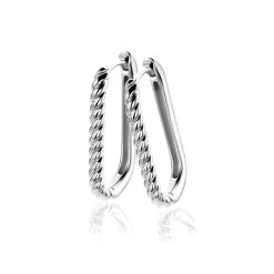 24mm ZINZI zilveren oorringen in ovale vorm met gedraaide buis en luxe klapsluiting ZIO2692