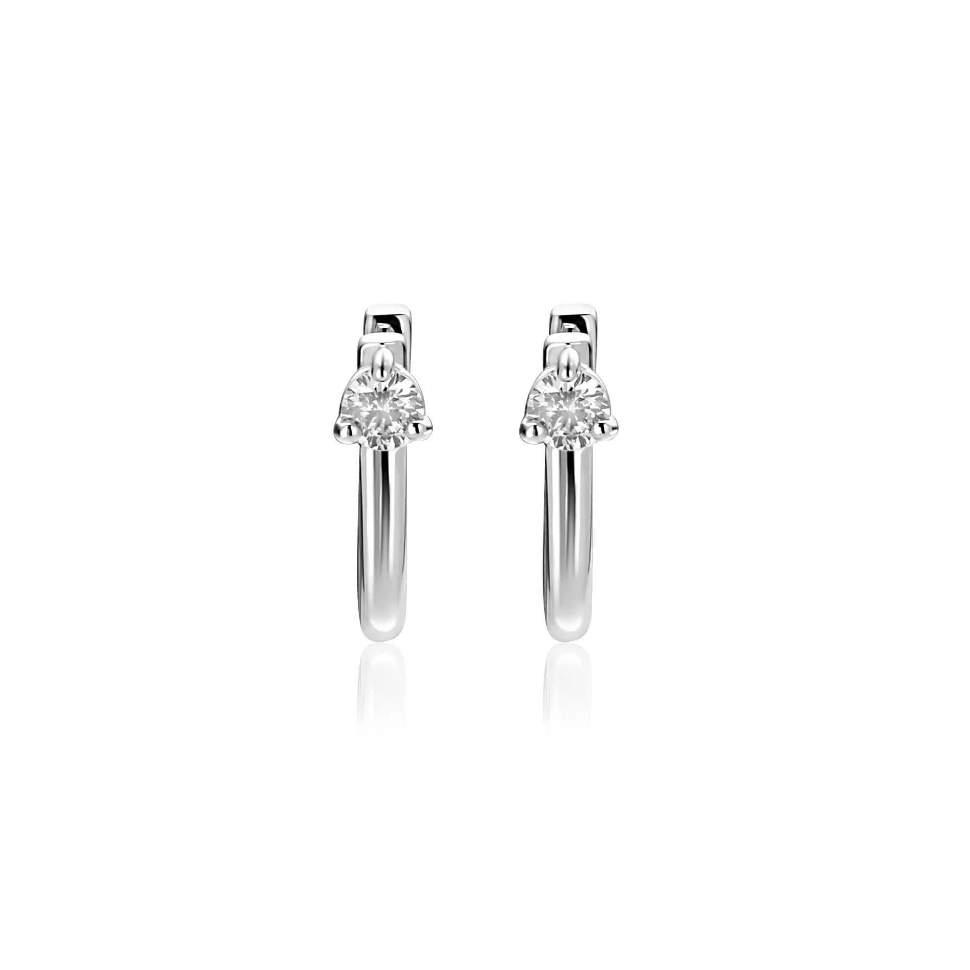 14mm ZINZI zilveren oorringen U-vorm met witte zirkonia ZIO2733
