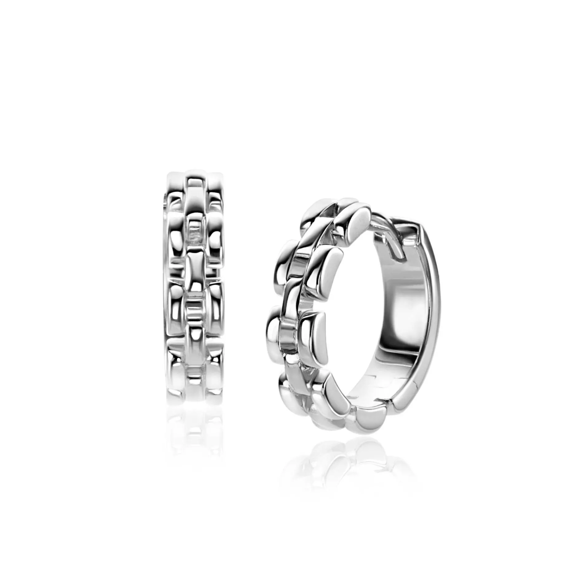 16mm ZINZI zilveren oorringen met rolex-style schakels 4mm breed en luxe klapsluiting ZIO2556