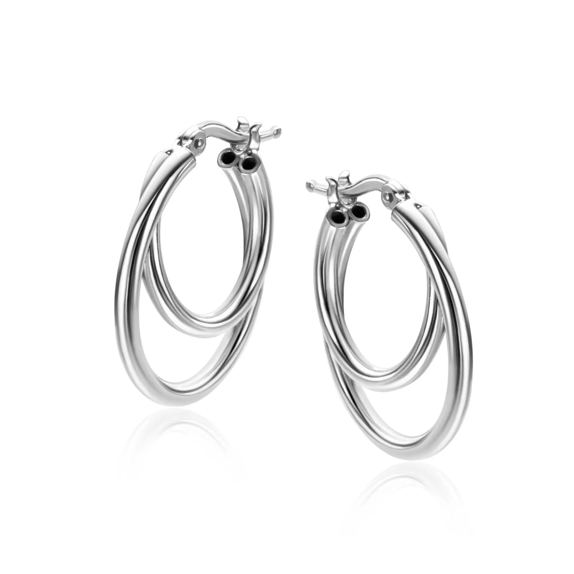 23mm ZINZI zilveren oorringen met een dubbele oorring in het midden. Een trendy multi-look uitstraling ZIO2483