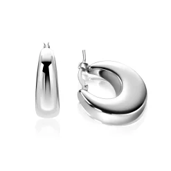 22mm ZINZI zilveren oorringen met brede buis (7mm) en rond aflopend, handige bovensluiting ZIO2751