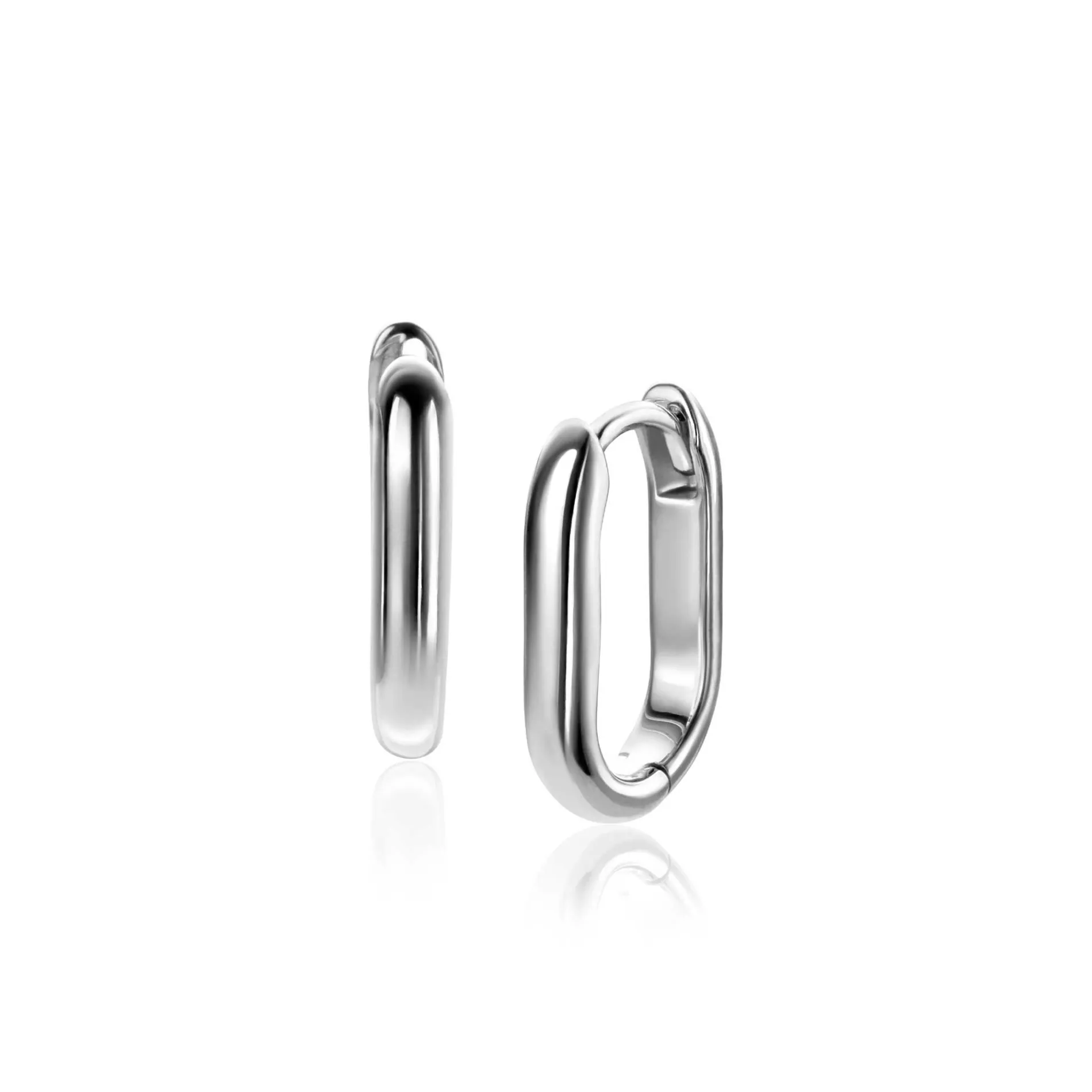 15,5mm ZINZI zilveren oorringen in ovale vorm met ronde buis 3mm breed ZIO2604