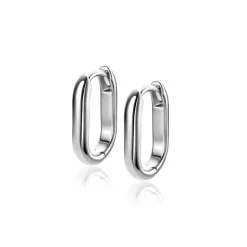 15,5mm ZINZI zilveren oorringen in ovale vorm met ronde buis 3mm breed ZIO2604