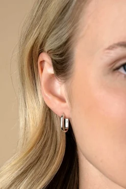 15,5mm ZINZI zilveren oorringen in ovale vorm met ronde buis 3mm breed ZIO2604