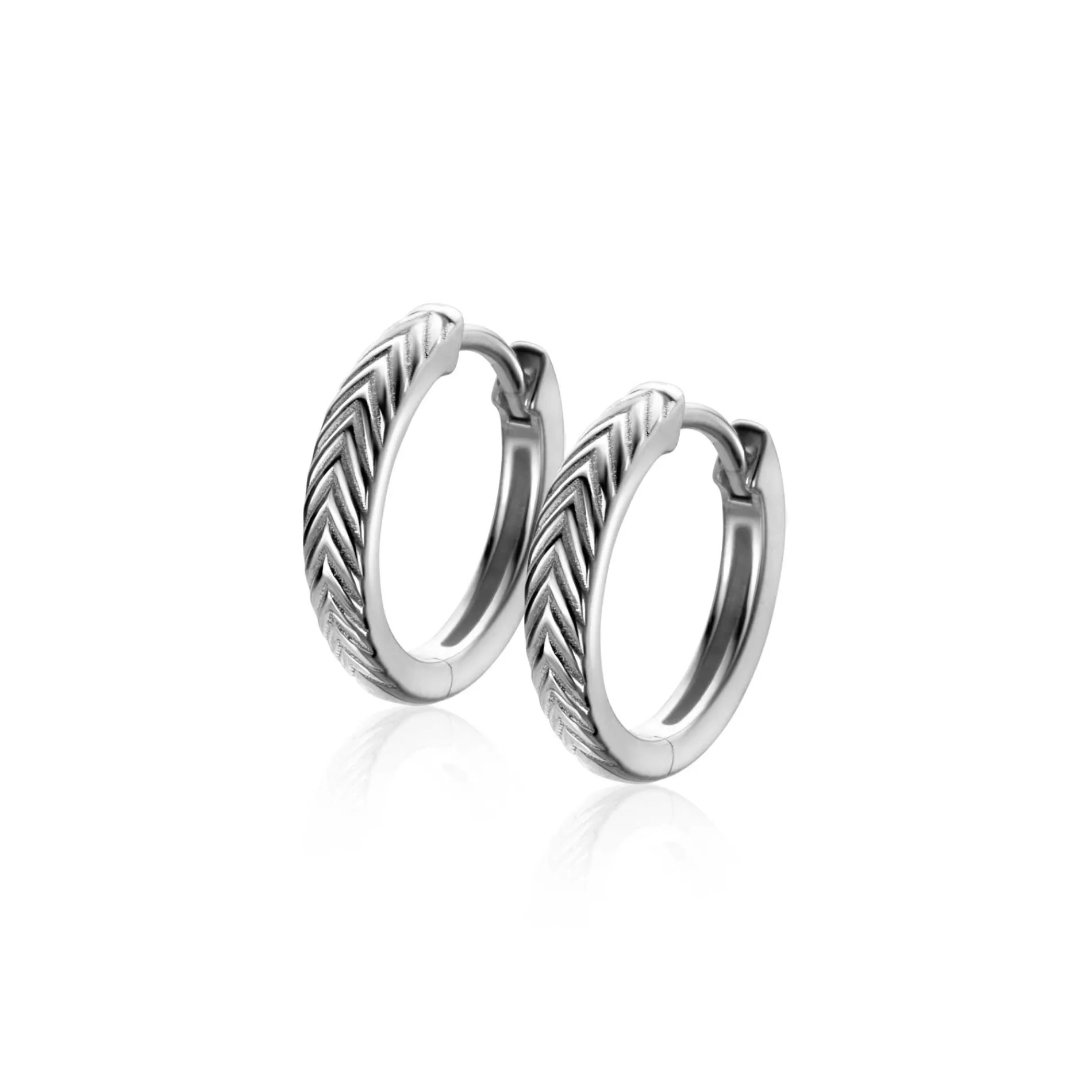 15mm ZINZI zilveren oorringen met veertjesmotief 3mm breed en luxe klapsluiting ZIO2644