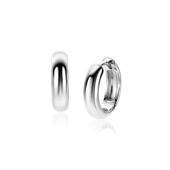 15mm ZINZI zilveren oorringen met gladde ronde buis van 4mm breed en luxe klapsluiting ZIO2565