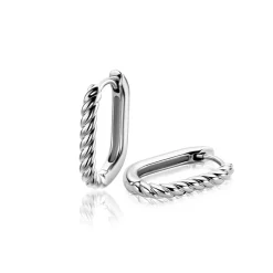 17mm ZINZI zilveren oorringen in ovale vorm met gedraaide buis en luxe klapsluiting ZIO2691