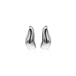 13mm ZINZI zilveren oorringen organisch gevormd 5,5mm breed met luxe klapsluiting ZIO2608