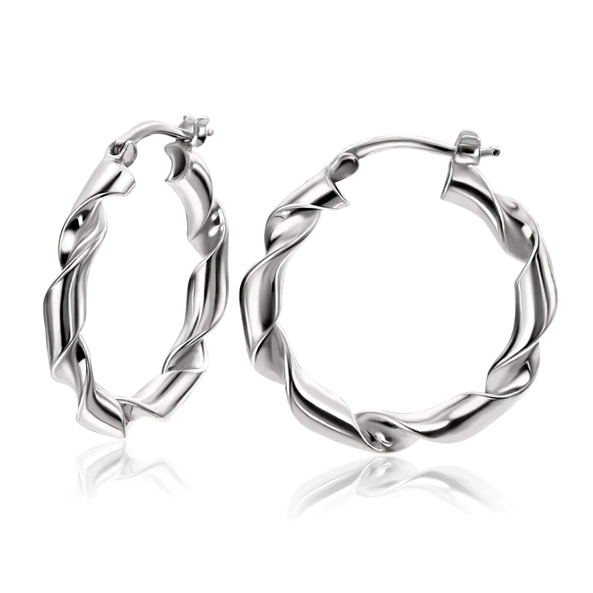 28mm ZINZI zilveren oorringen met trendy gedraaide buis 28x3mm ZIO2406