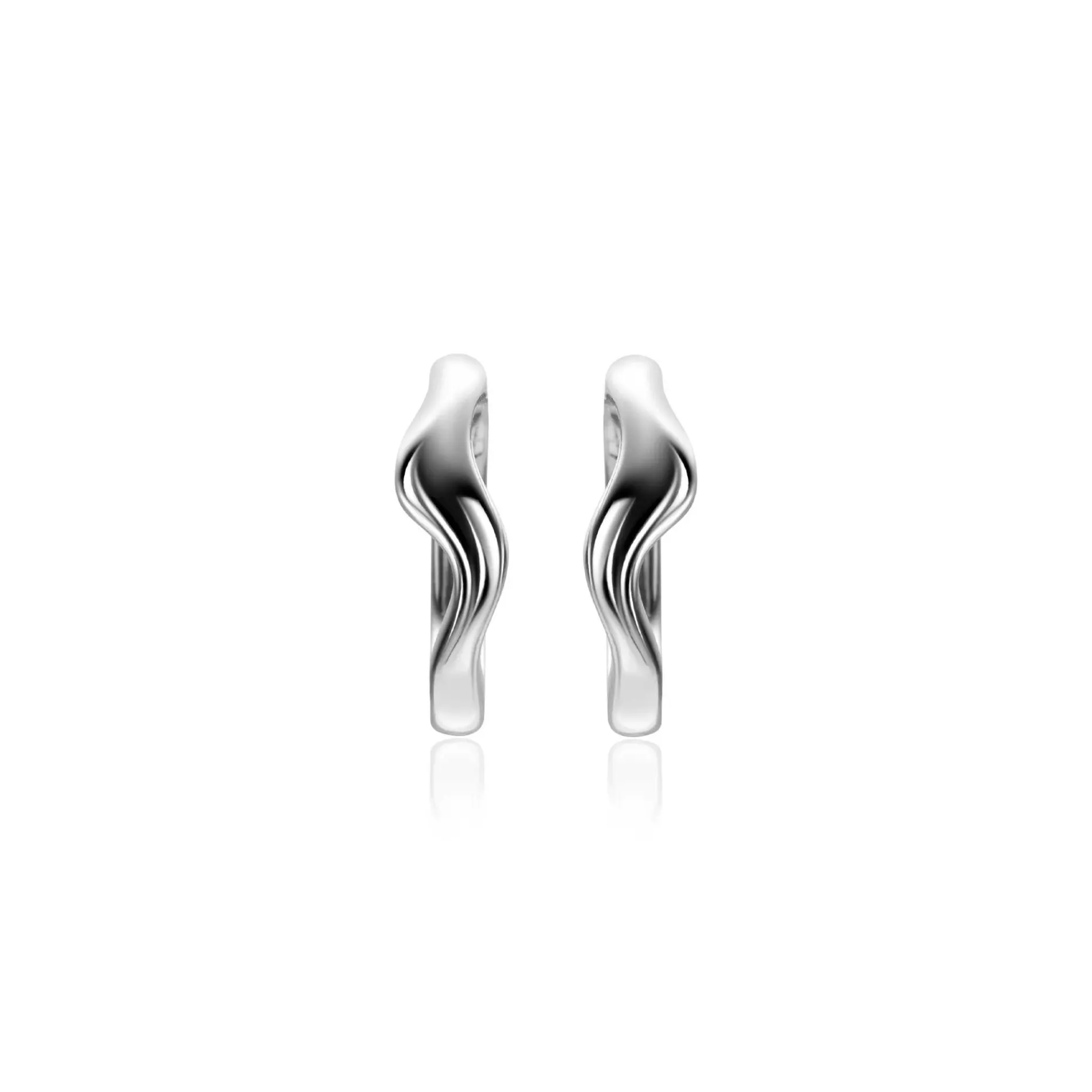 15mm ZINZI zilveren oorringen organisch gevormd met luxe klapsluiting ZIO2627