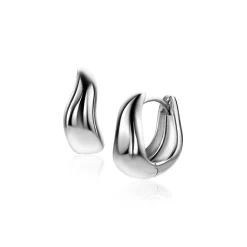 15mm ZINZI zilveren oorringen organisch gevormd 6,5mm breed met luxe klapsluiting ZIO2609