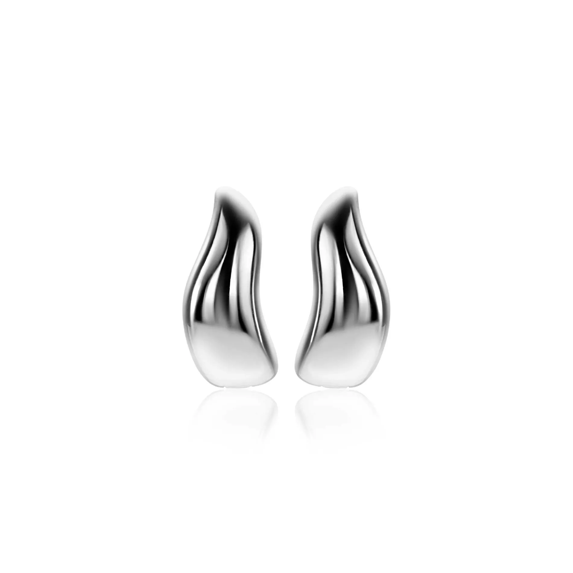 15mm ZINZI zilveren oorringen organisch gevormd 6,5mm breed met luxe klapsluiting ZIO2609