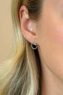 10mm ZINZI zilveren oorstekers open ronde slang met zirkonia ZIO2722