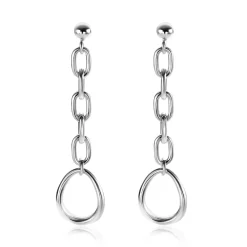 45mm ZINZI zilveren oorstekers met ovale schakels en ovale hanger ZIO2481