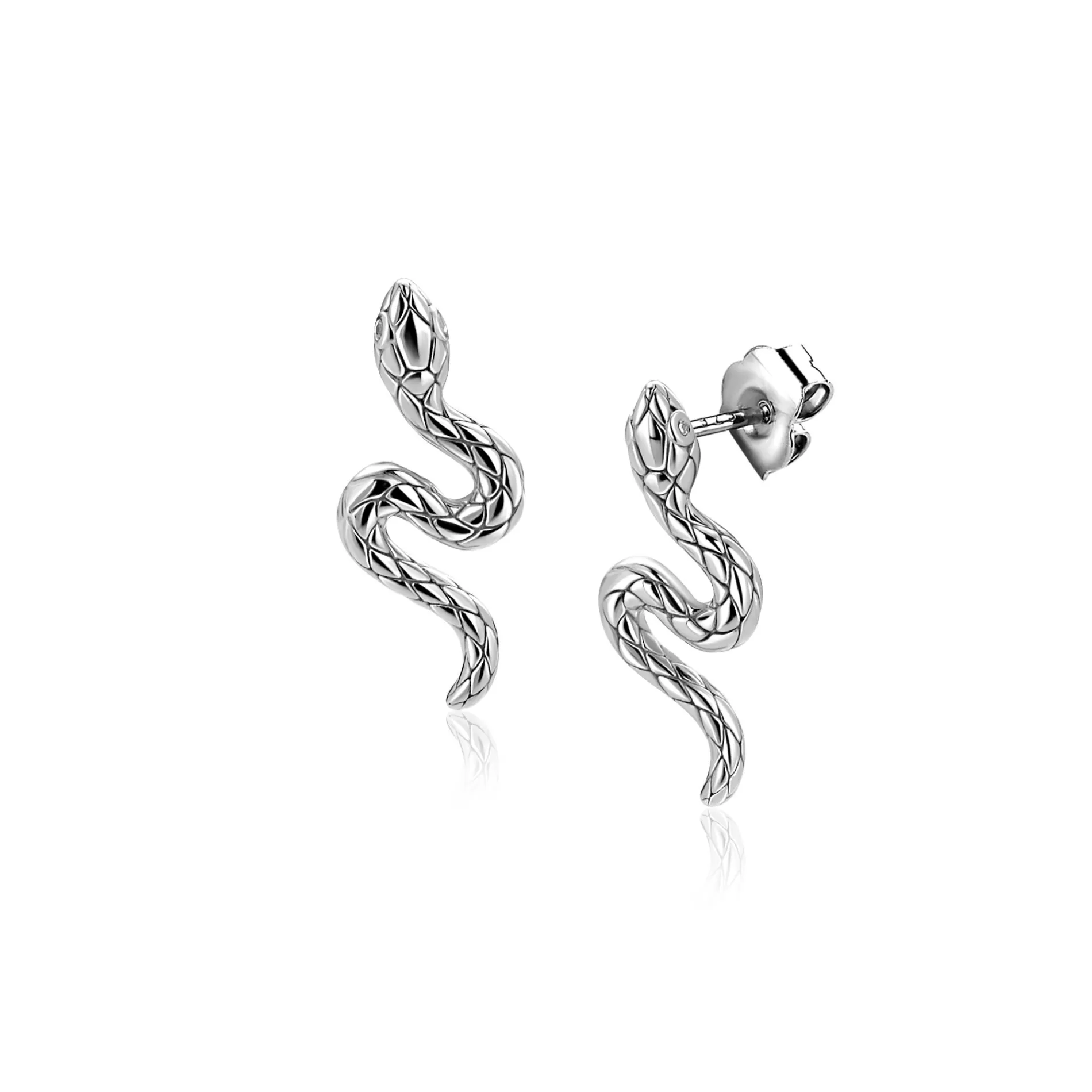 18mm ZINZI zilveren oorstekers slang met zirkonia-ogen ZIO2721
