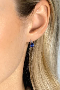 10mm ZINZI zilveren oorstekers peervorm indigo blauw en witte zirconia ZIO2440