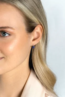 10mm ZINZI zilveren oorstekers peervorm indigo blauw en witte zirconia ZIO2440