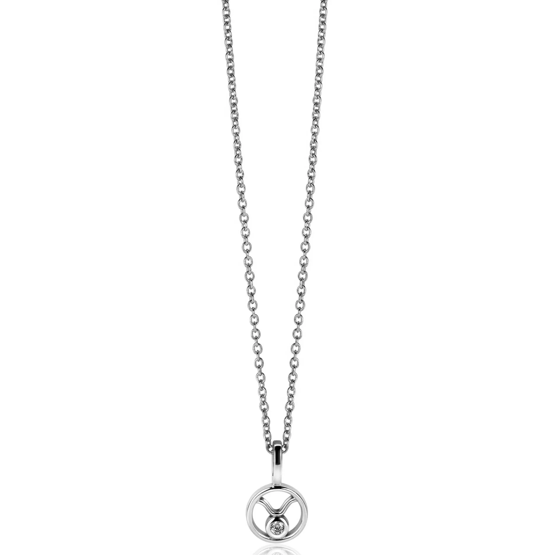 9mm ZINZI zilveren Stier sterrenbeeldhanger bezet met witte zirconia ZIH-STI (zonder collier)