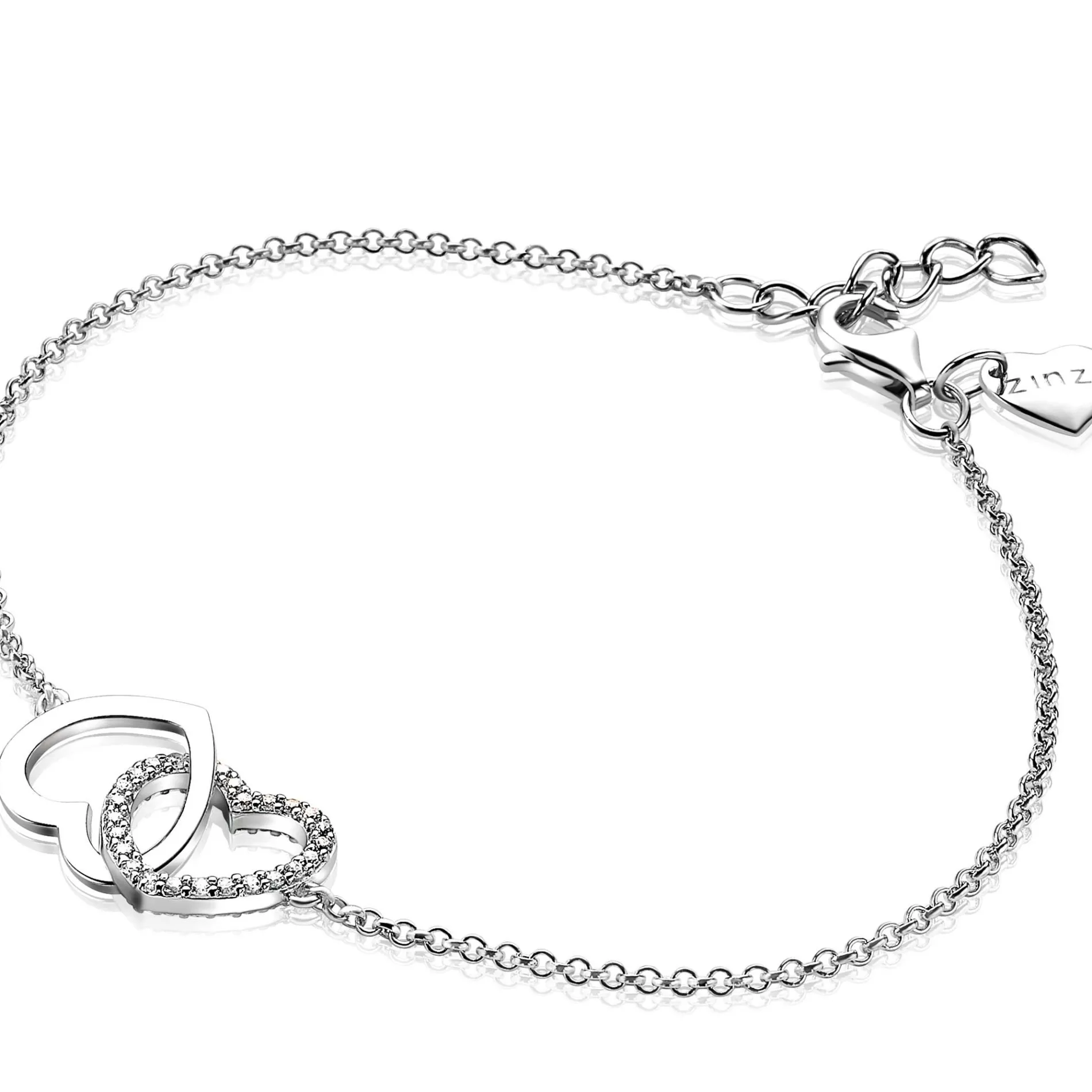 ZINZI armband verbonden harten wit ZIA1736