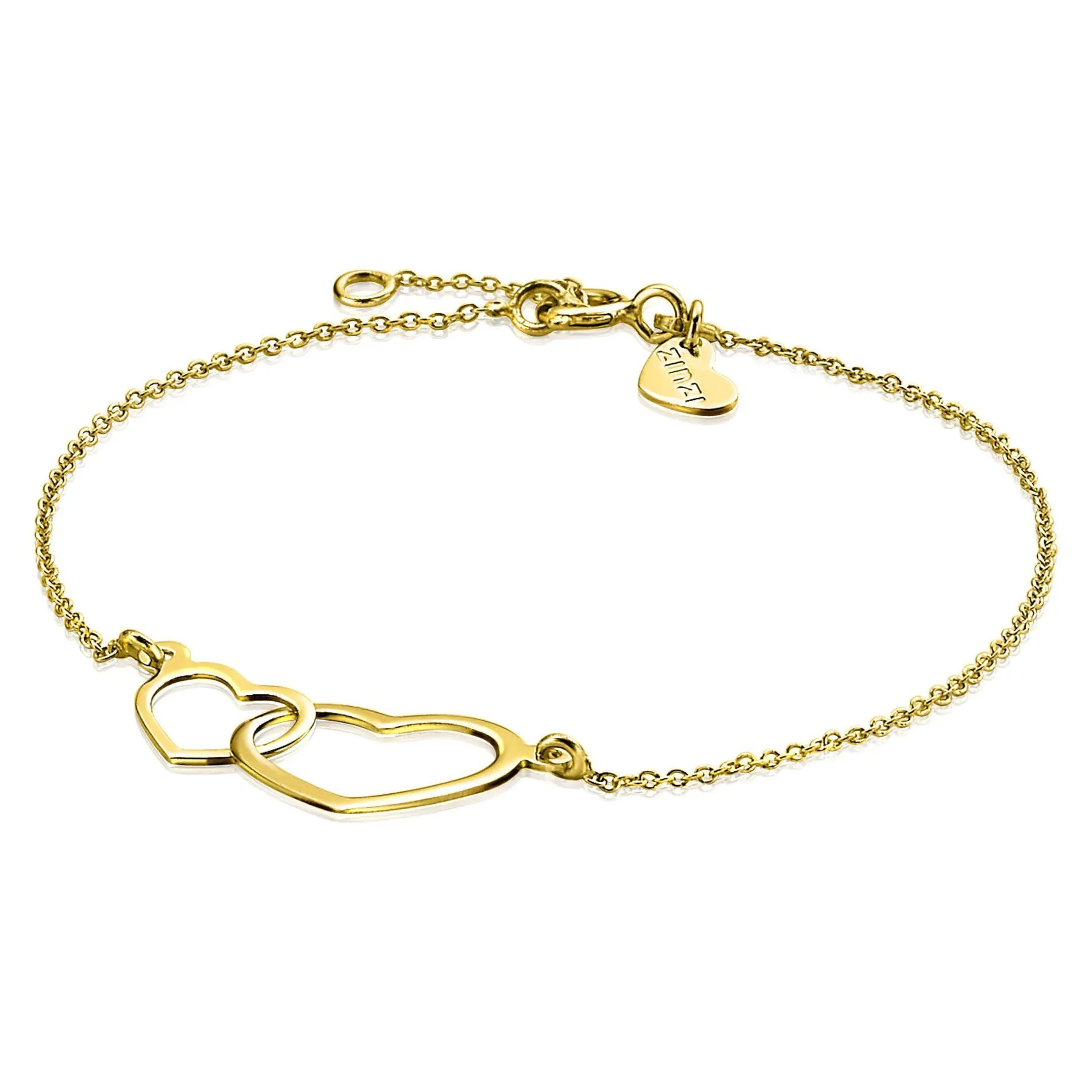 ZINZI Gold 14 karaat gouden jasseron armband open harten 18-20cm ZGA114