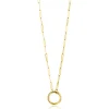 ZINZI Gold 14 karaat gouden paperclip collier met opvallende ronde voorsluiting, waaraan je hangertjes kunt hangen 45cm ZGC493