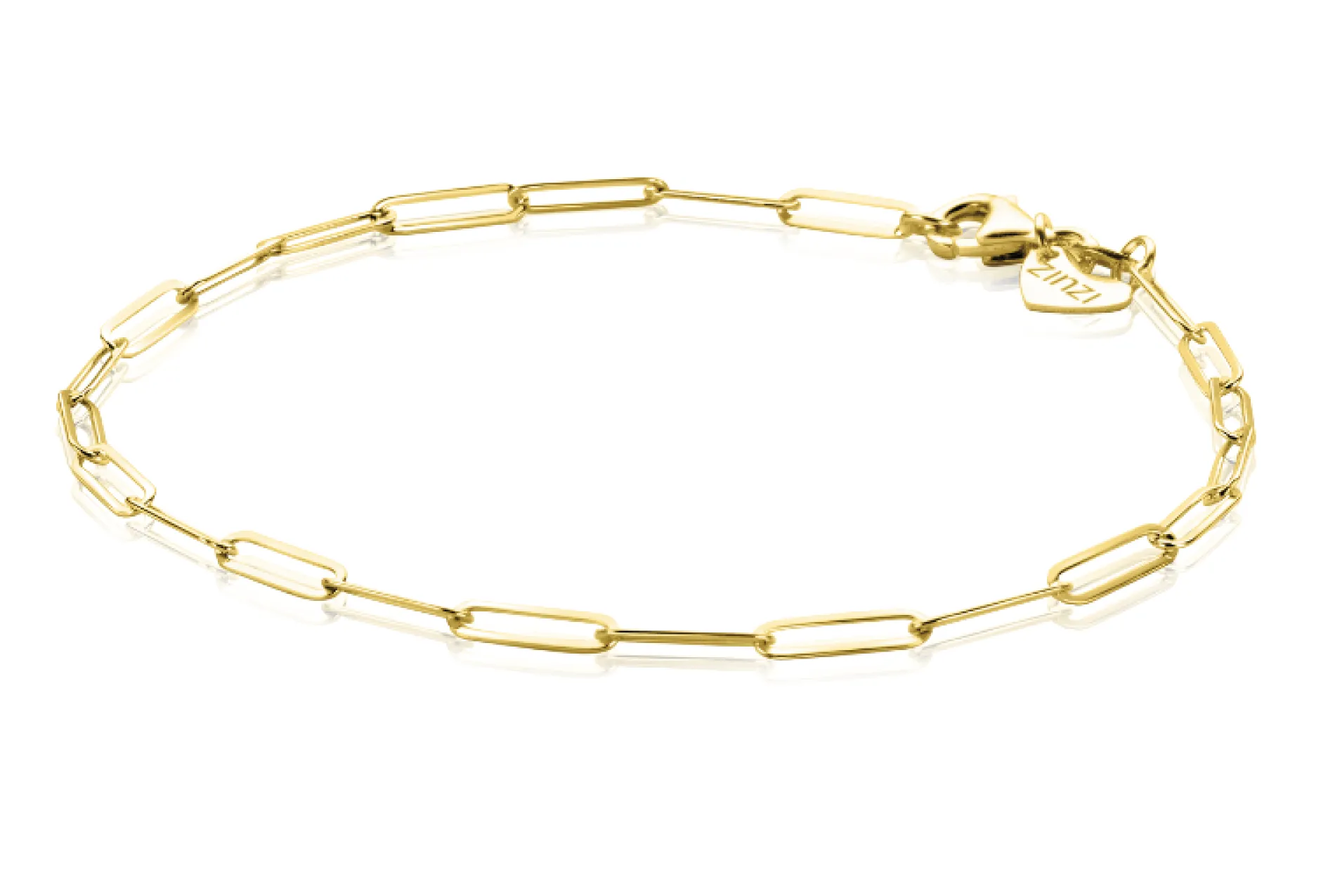 ZINZI Gold 14 karaat gouden armband met paperclip schakels 2,2mm breed ZGA296