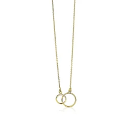 ZINZI Gold 14 karaat gouden collier open rondjes in elkaar 42cm ZGC115